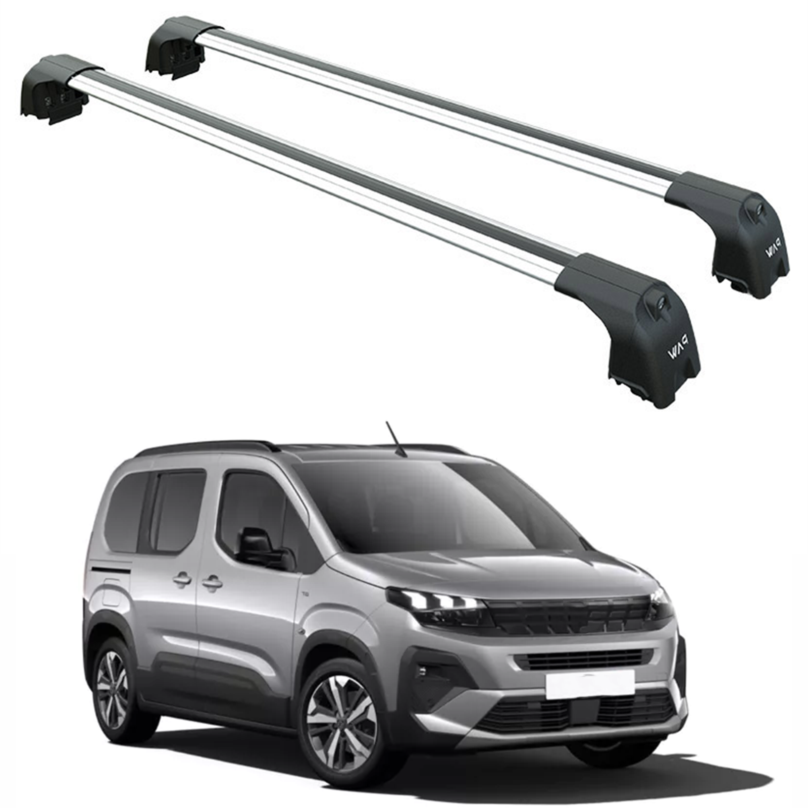 For Peugeot Rifter 2023-2025 Roof Rack System, Aluminum Cross Bar, Flush Rail, Silver For Peugeot Rifter 2023-2025 Roof Rack System, Aluminum Cross Bar, Flush Rail, Silver
